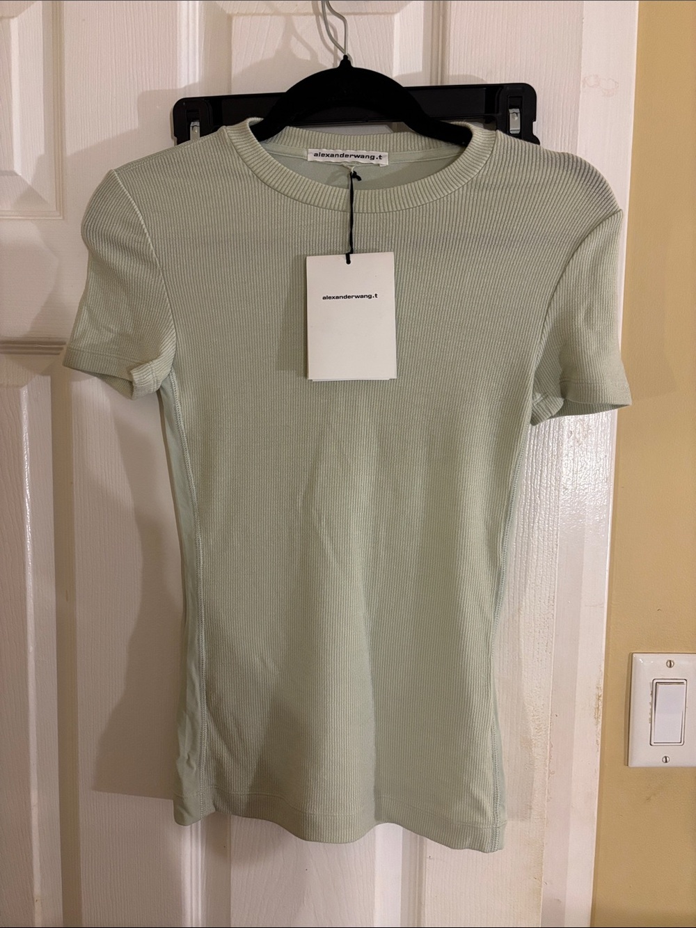 Alexander Wang Light Sage Ribbed Short Sleeve Tee XS
